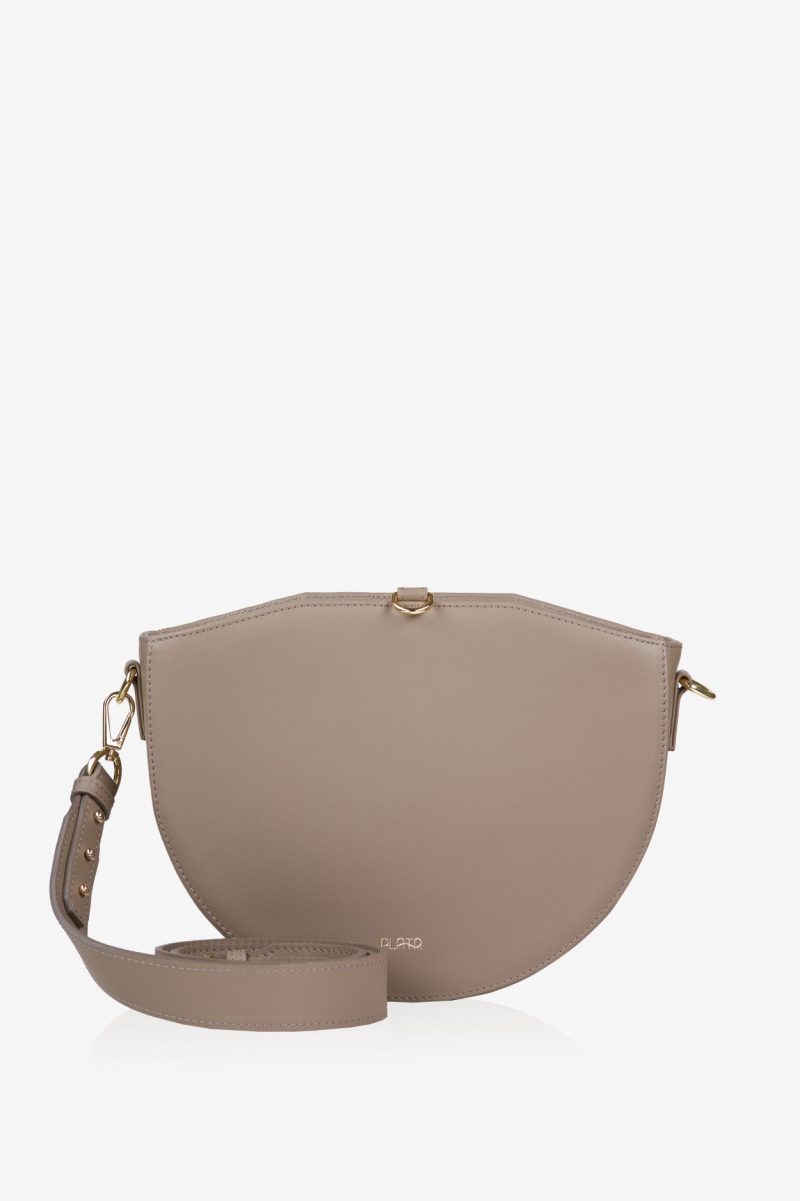 FRIDA beige leather handbag demonstrating strap attachment options