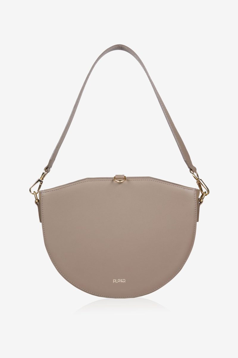 FRIDA beige leather handbag on long strap