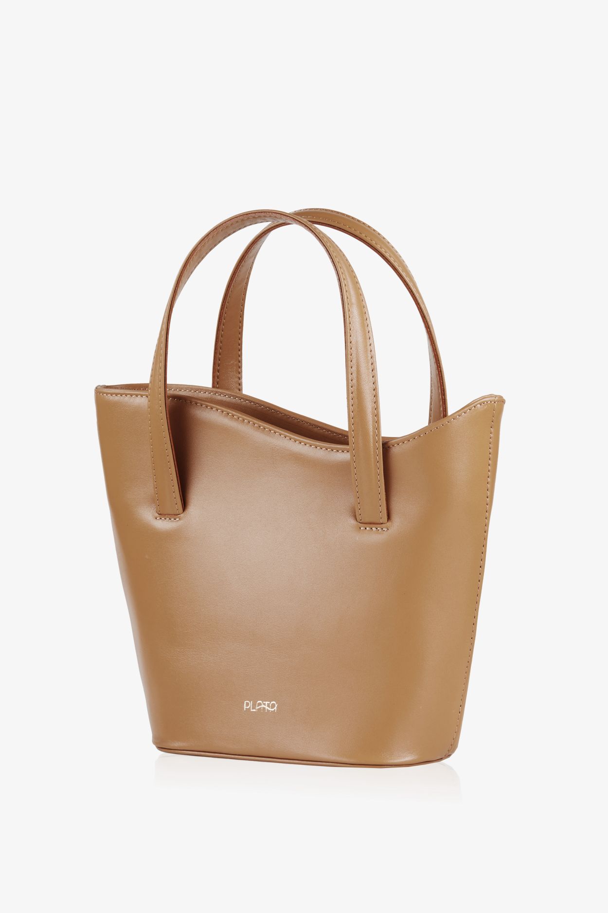 Profile leather toffee handbag